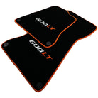 Black Floor Mats for McLaren 600 LT (2018-2020) With Orange Trim - AutoWin