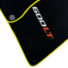 Black Floor Mats for McLaren 600 LT (2018-2020) With Yellow Trim - AutoWin