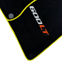 Black Floor Mats for McLaren 600 LT (2018-2020) With Yellow Trim - AutoWin