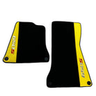 Black Floor Mats For McLaren 650S Black Tailored With Yellow Leather - AutoWin