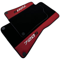 Black Floor Mats For McLaren 720S (2017-2021) With Red Leather - AutoWin