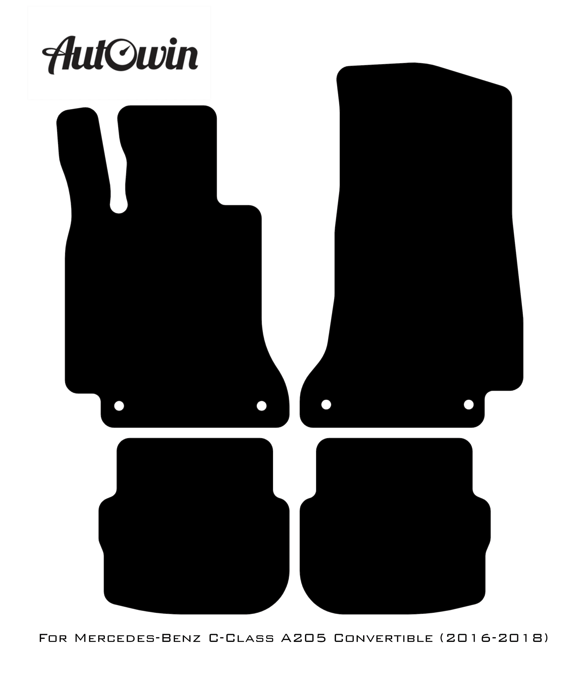 Black Floor Mats For Mercedes Benz C-Class A205 Convertible (2016-2018) | Limited Edition - AutoWin