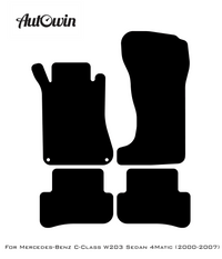 Black Floor Mats For Mercedes Benz C-Class W203 Sedan 4Matic (2000-2007) | Limited Edition - AutoWin