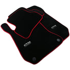 Black Floor Mats For Mercedes-Benz C Class W204 Coupe 2012-2015 ER56 Design with Red Trim - AutoWin
