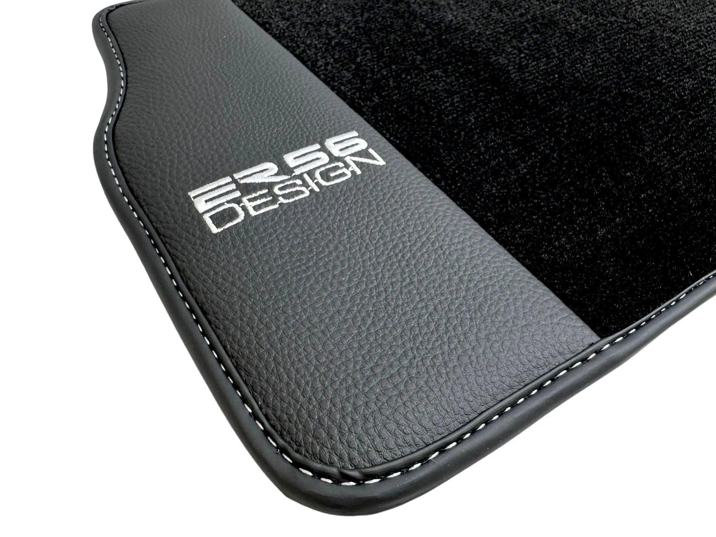 Black Floor Mats For Mercedes-Benz G Class W463 (2008-2018) With Leather Borders ER56 Design - AutoWin