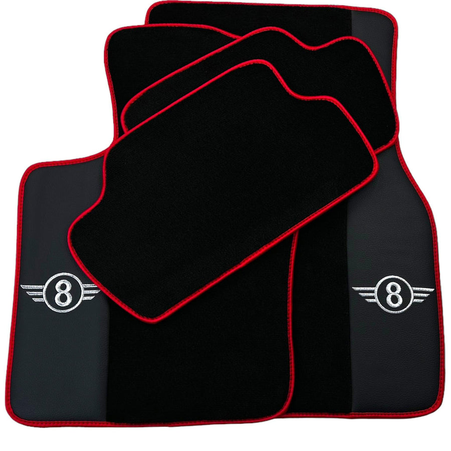 Black Floor Mats for Mini Clubman R55 (2007-2015) With Leather | Red Trim - AutoWin