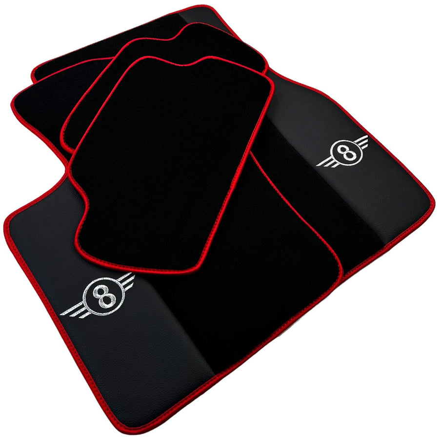 Black Floor Mats for Mini Clubman R55 (2007-2015) With Leather | Red Trim - AutoWin