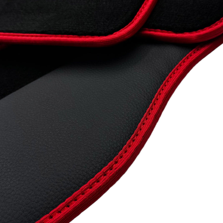 Black Floor Mats for Mini Clubman R55 (2007-2015) With Leather | Red Trim - AutoWin