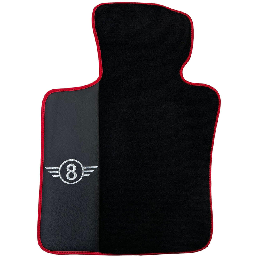 Black Floor Mats for Mini Clubman R55 (2007-2015) With Leather | Red Trim - AutoWin