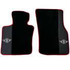 Black Floor Mats for Mini Cooper F56 (2013-2022) with Leather and Red Trim - AutoWin