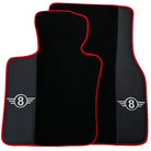 Black Floor Mats for Mini Cooper / One F56 3-doors (2014-2023) With Leather | Red Trim - AutoWin