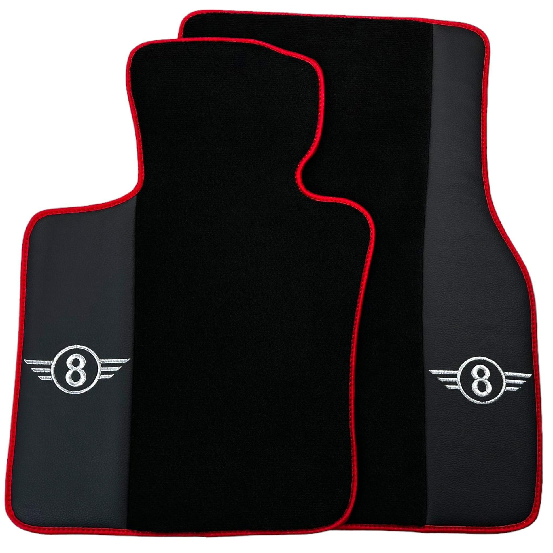 Black Floor Mats for Mini Countryman R60 (2010-2017) With Leather | Red Trim - AutoWin