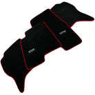 Black Floor Mats For Mitsubishi Pajero III (2000-2004) ER56 Design with Red Trim - AutoWin