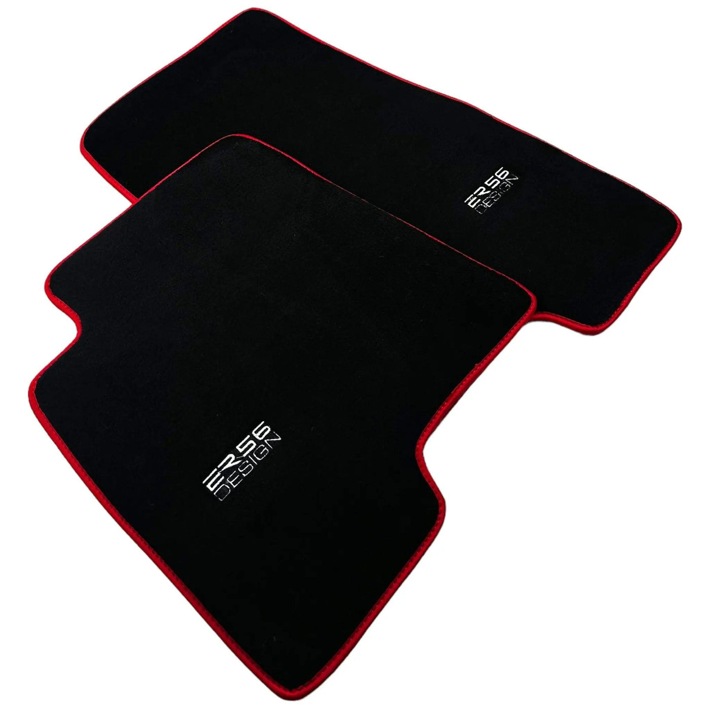 Black Floor Mats For Mitsubishi Pajero III (2000-2004) ER56 Design with Red Trim - AutoWin