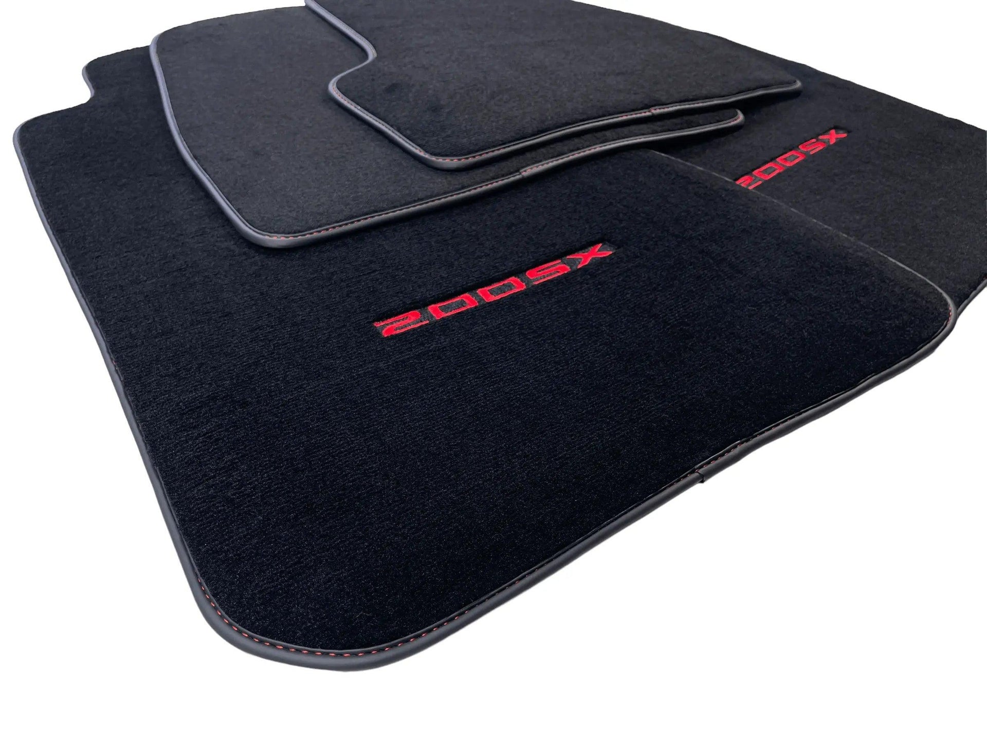 Black Floor Mats For Nissan 200 SX (1995-2000) Tailored With Red Logo - AutoWin