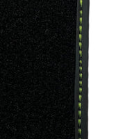 Black Floor Mats for Porsche 718 Boxster (2016-2023) with Green Leather ER56 Design - AutoWin
