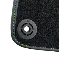 Black Floor Mats for Porsche 911 - 991 (2012-2019) with Green Leather ER56 Design - AutoWin