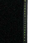 Black Floor Mats for Porsche 911 - 991 (2012-2019) with Green Leather ER56 Design - AutoWin