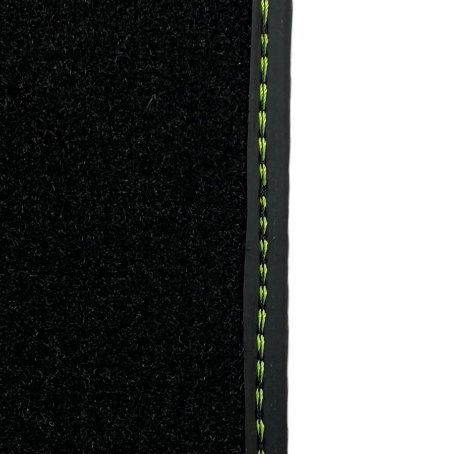 Black Floor Mats for Porsche 911 - 991 (2012-2019) with Green Leather ER56 Design - AutoWin