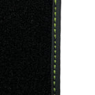 Black Floor Mats for Porsche 911 - 992 (2019-2024) with Green Leather ER56 Design - AutoWin