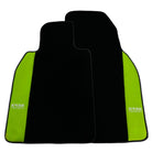 Black Floor Mats for Porsche 986 Boxster (1996-2004) with Green Leather ER56 Design - AutoWin