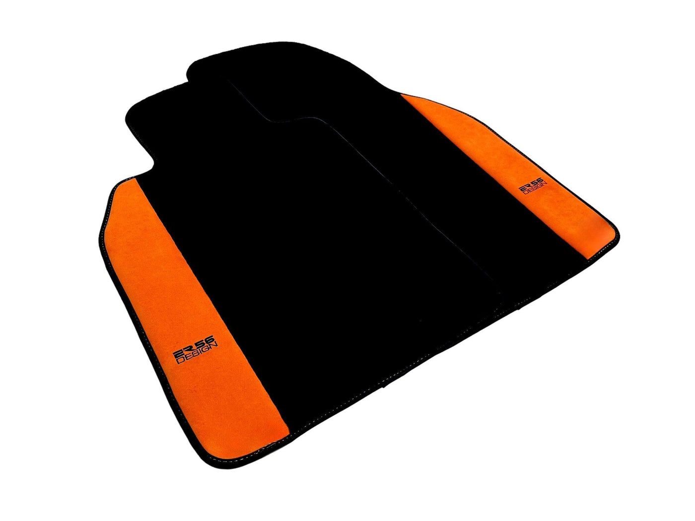 Black Floor Mats for Porsche 986 Boxster (1996-2004) with Orange Alcantara Leather ER56 Design - AutoWin