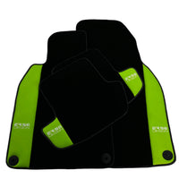 Black Floor Mats for Porsche Cayenne (2003-2010) with Green Leather ER56 Design - AutoWin