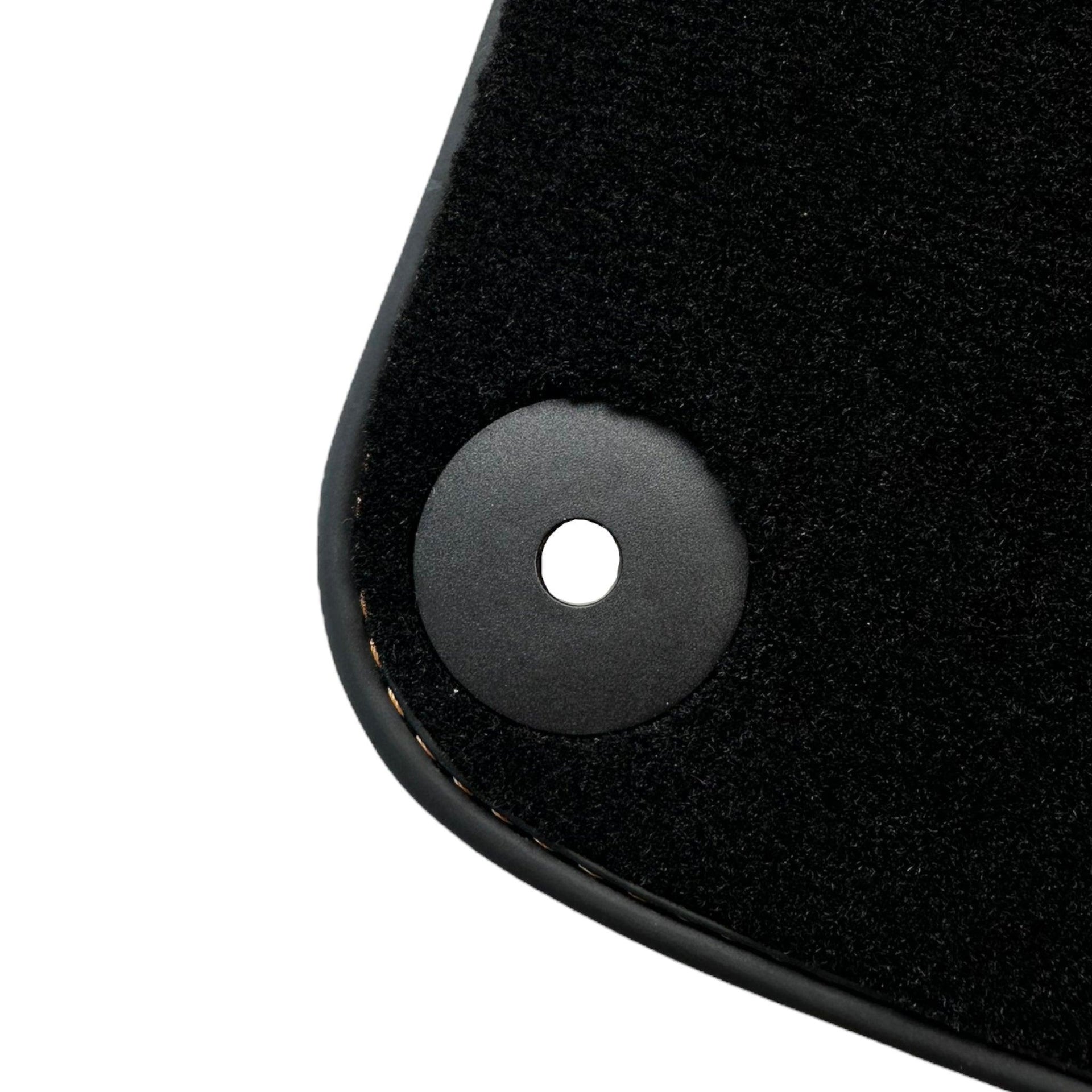 Black Floor Mats for Porsche Cayenne (2003-2010) with Orange Alcantara Leather ER56 Design - AutoWin