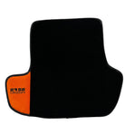 Black Floor Mats for Porsche Macan (2014-2023) with Orange Alcantara Leather ER56 Design - AutoWin