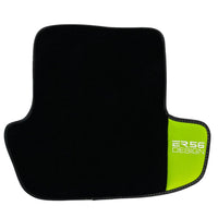 Black Floor Mats for Porsche Taycan (2019-2023) with Green Leather ER56 Design - AutoWin