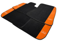 Black Floor Mats For Rolls Royce Black Badge Wraith Orange Alcantara - AutoWin