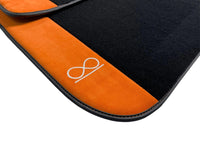 Black Floor Mats For Rolls Royce Black Badge Wraith Orange Alcantara - AutoWin