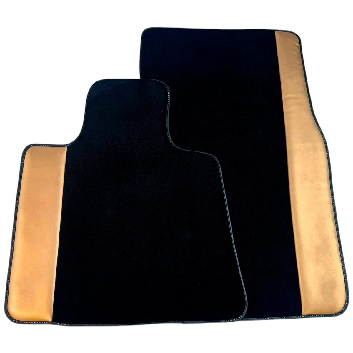 Black Floor Mats for Rolls Royce Cullinan (2018-2025) with Golden Leather