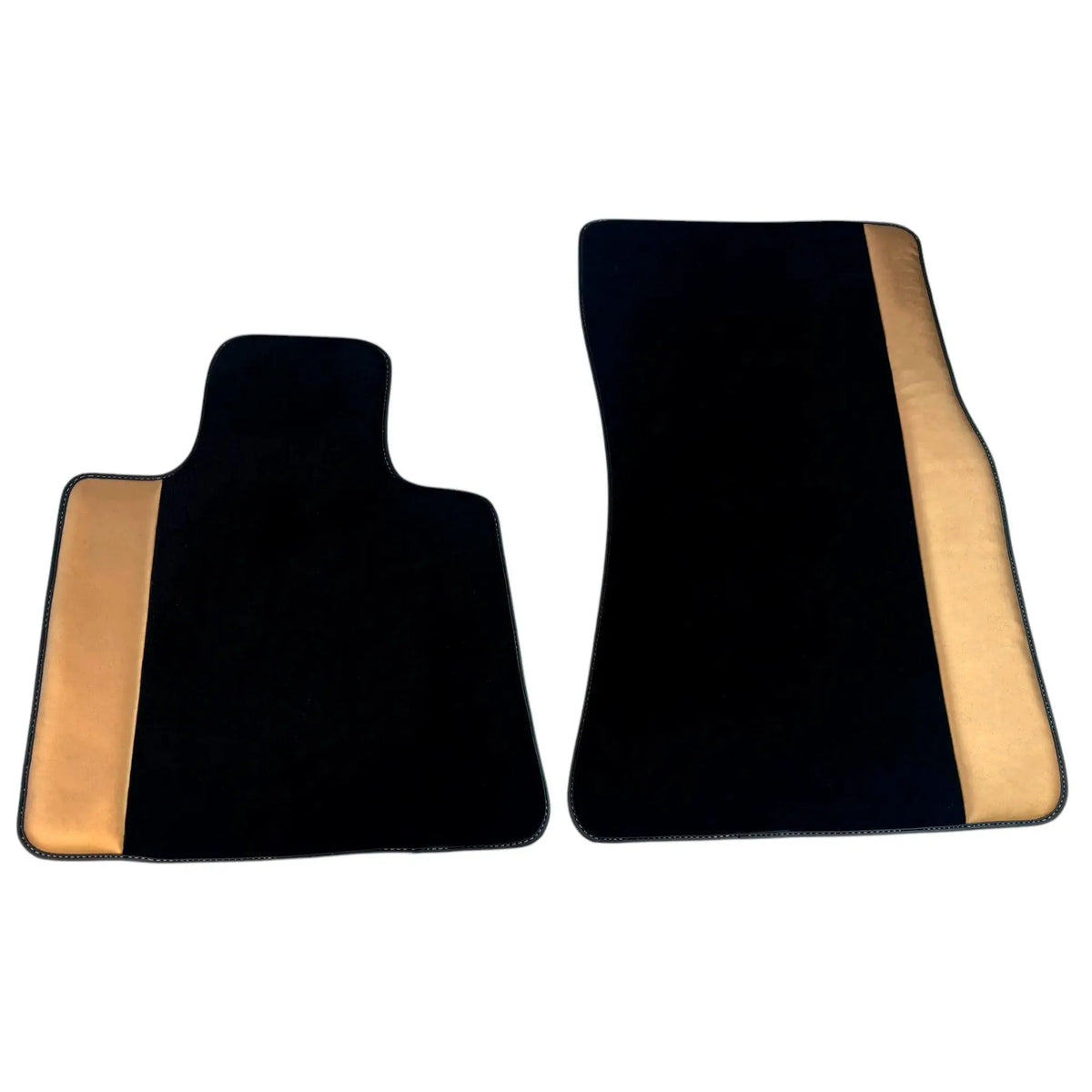 Black Floor Mats for Rolls Royce Cullinan (2018-2025) with Golden Leather