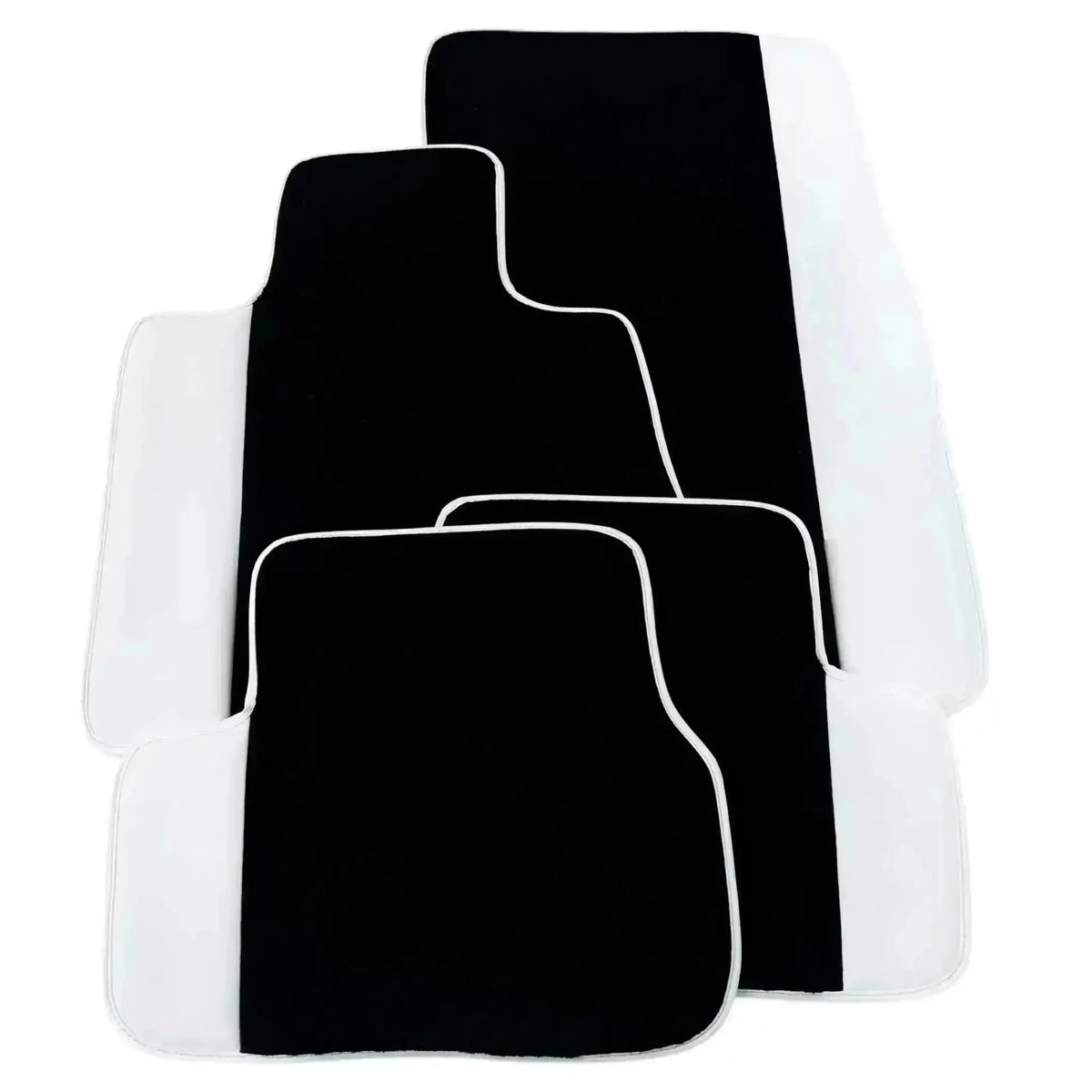 Black Floor Mats for Rolls Royce Cullinan 2018-2025 with White Leather | White Trim
