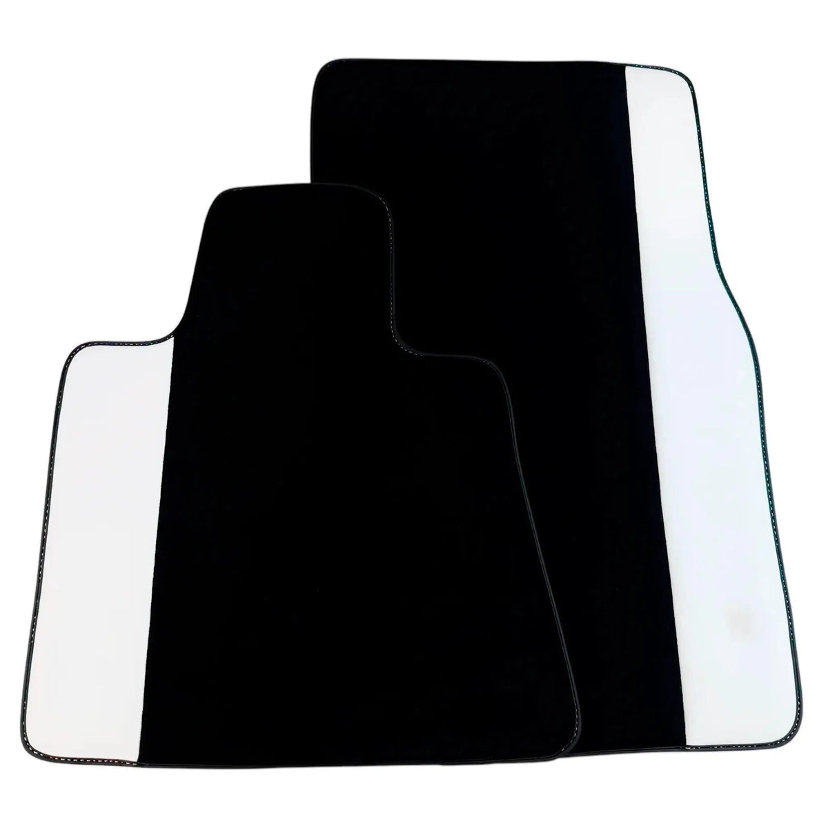 Black Floor Mats for Rolls Royce Ghost Series I (2010–2020) with White Leather
