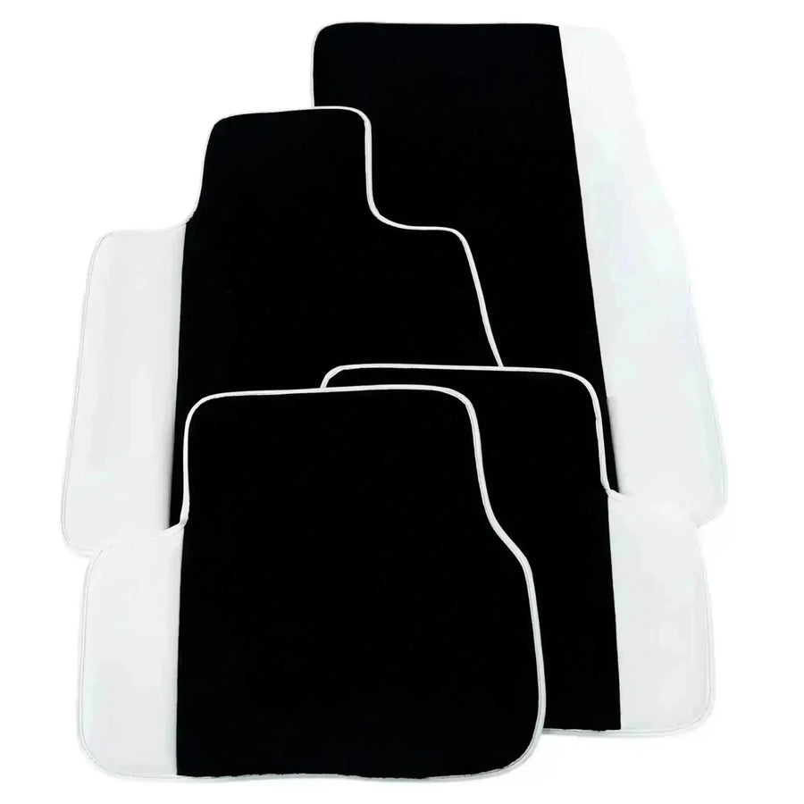 Black Floor Mats for Rolls Royce Phantom Drophead Coupe 2007-2016 with White Leather | White Trim