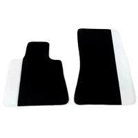 Black Floor Mats for Rolls Royce Phantom Sedan 2003-2016 with White Leather | White Trim
