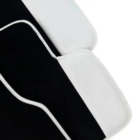 Black Floor Mats for Rolls Royce Phantom Sedan 2003-2016 with White Leather | White Trim