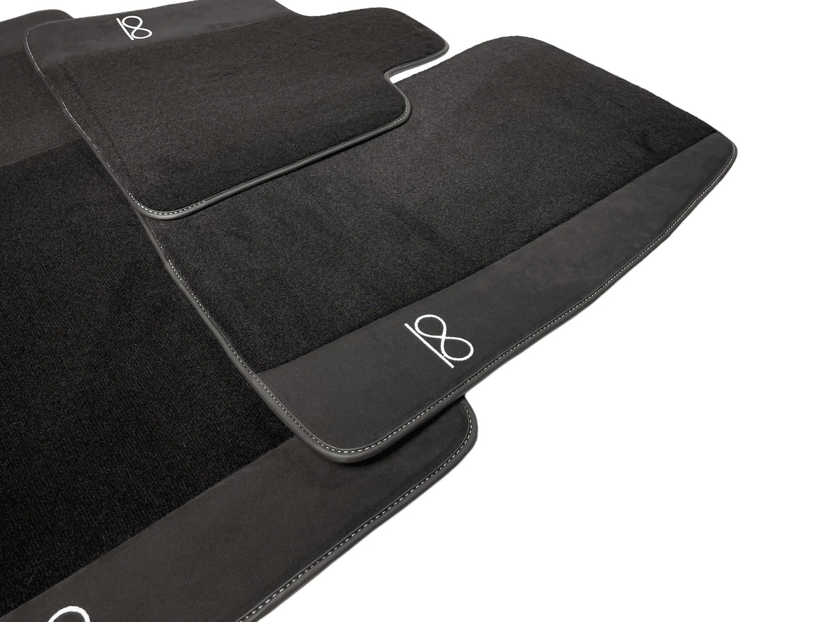 Black Floor Mats For Rolls Royce Phantom VIII (2017-2024) Black Badge Fluorescent Logo