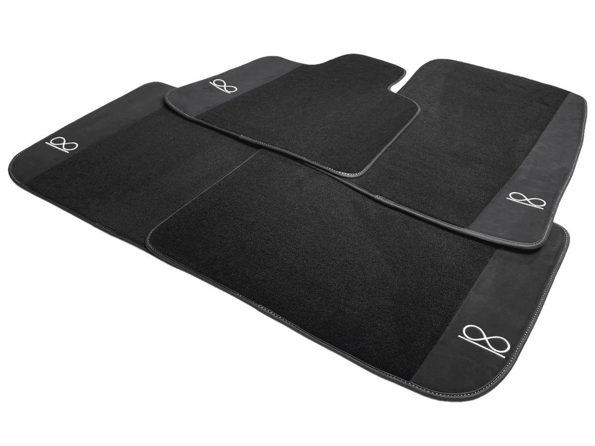 Black Floor Mats For Rolls Royce Phantom VIII (2017-2024) Black Badge Fluorescent Logo