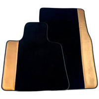 Black Floor Mats for Rolls Royce Phantom VIII (2017-2024) with Golden Leather