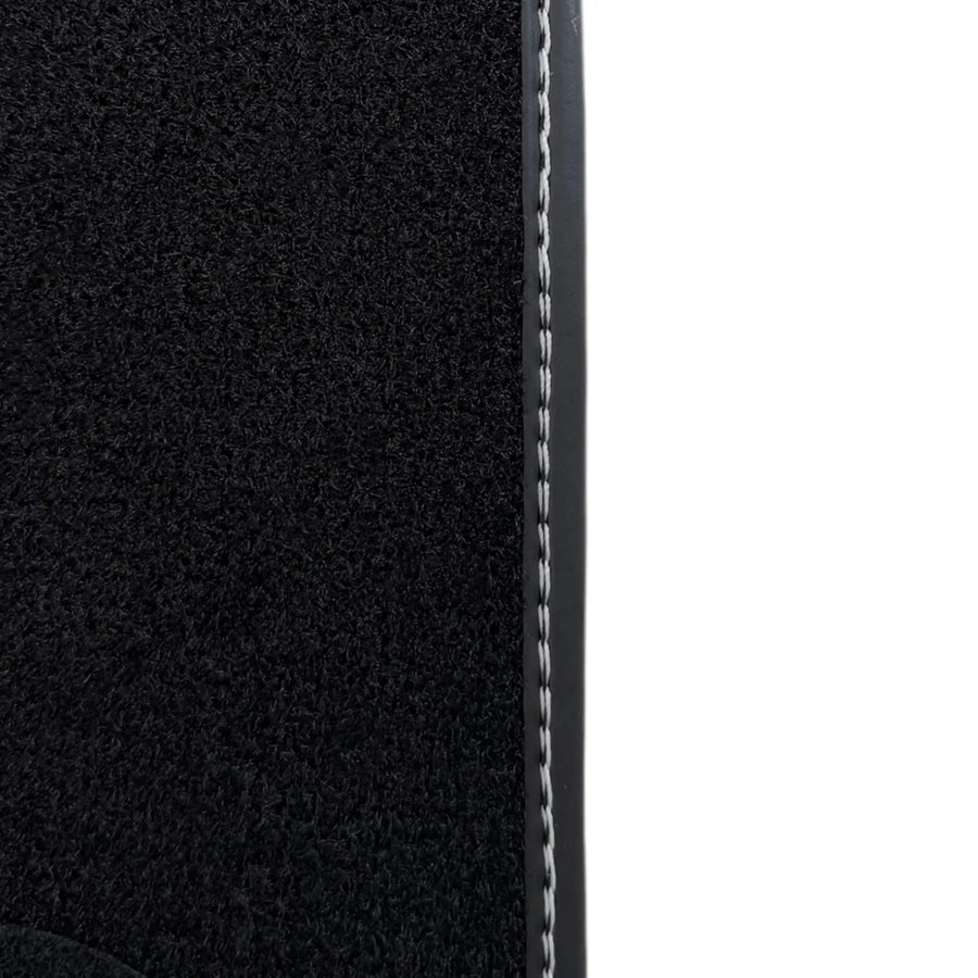 Black Floor Mats for Rolls Royce Phantom VIII 2017-2024 with Gray Leather Borders