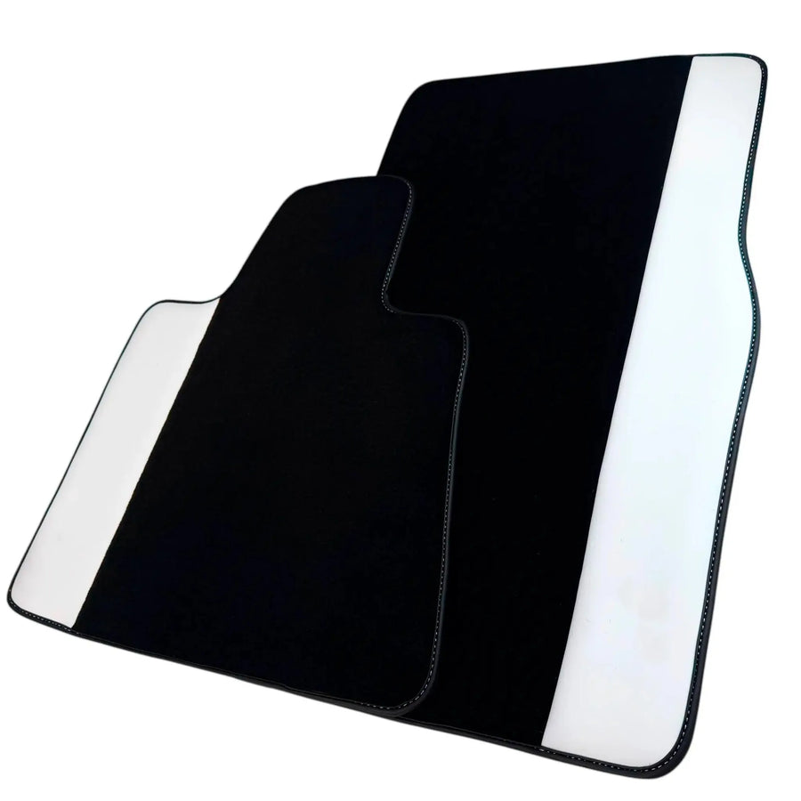 Black Floor Mats for Rolls Royce Phantom VIII (2017-2024) with White Leather