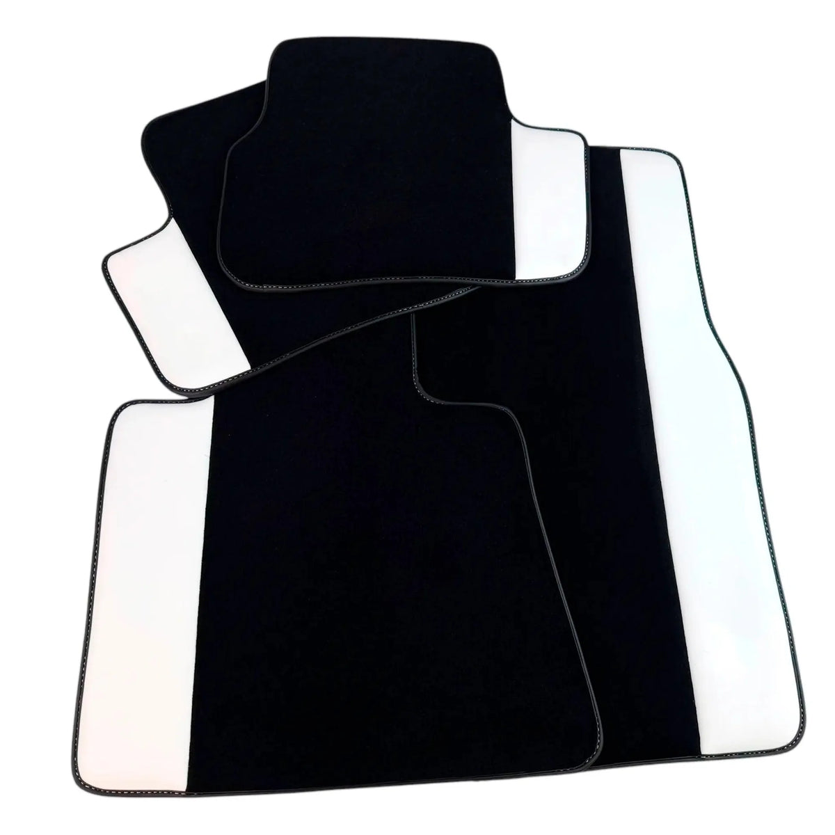 Black Floor Mats for Rolls Royce Phantom VIII (2017-2024) with White Leather