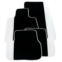 Black Floor Mats for Rolls Royce Phantom VIII 2017-2024 with White Leather | White Trim