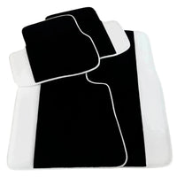 Black Floor Mats for Rolls Royce Phantom VIII 2017-2024 with White Leather | White Trim