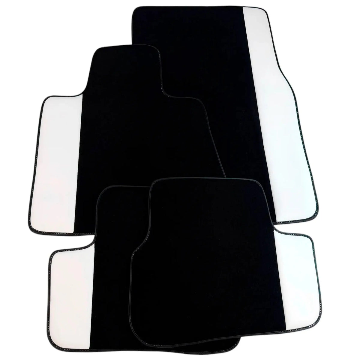 Black Floor Mats for Rolls Royce Phantom VIII (2017-2024) with White Leather