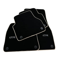 Black Floor Mats With Beige Trim For Audi A6 C8 Sedan (2018-2023) ER56 Design - AutoWin