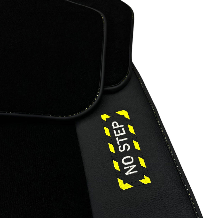 Black Floor Mats with Leather for BMW M3 G81 Touring (2022-2026) - "Jet Fuel Only" - AutoWin